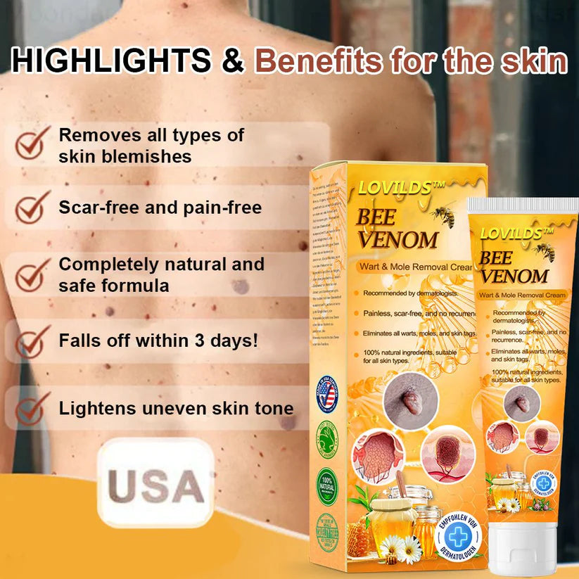 🌈LOVILDS™ Bee Venom Wart & Tag Removal Cream(👨‍⚕Suitable for all skin types)🐝(🔥BUY 1 GET 1)