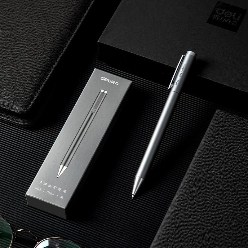 Xiaomi Deli Metal Signature Pen Ballpoint Pen 0.5MM Gel PREMEC Smooth Swiss Refill Black Ink Business Pen