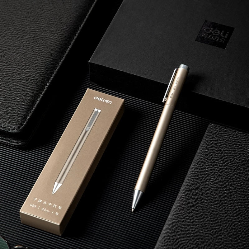 Xiaomi Deli Metal Signature Pen Ballpoint Pen 0.5MM Gel PREMEC Smooth Swiss Refill Black Ink Business Pen