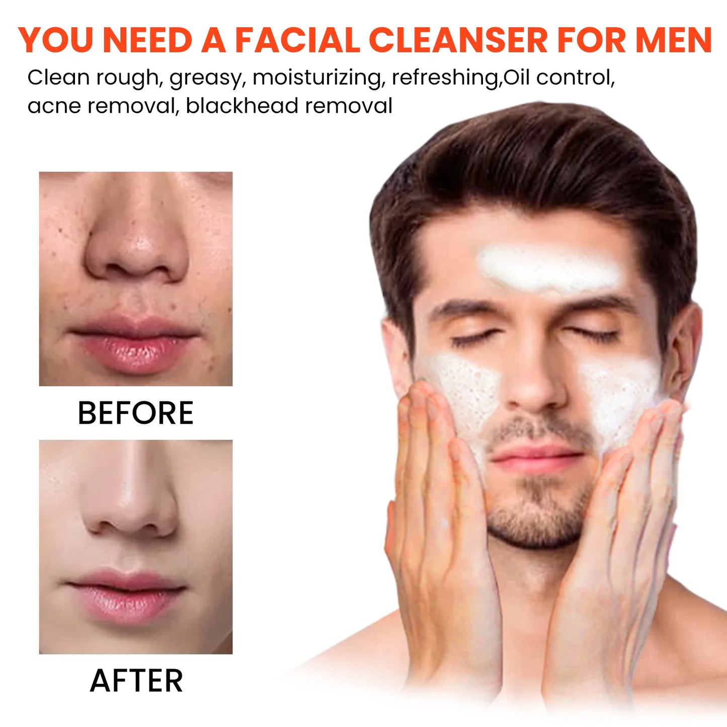 Men's Facial Deep Cleansing Pore Volcanic Rock Cleanser